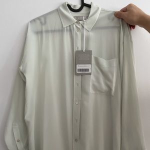 everlane Classic silk shirt size 00 light green